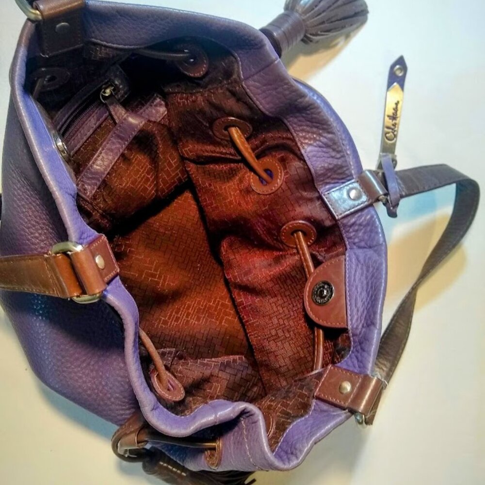 Cole Haan purple-eggplant with chocolate trimmings leather bag - Picture 16 of 16